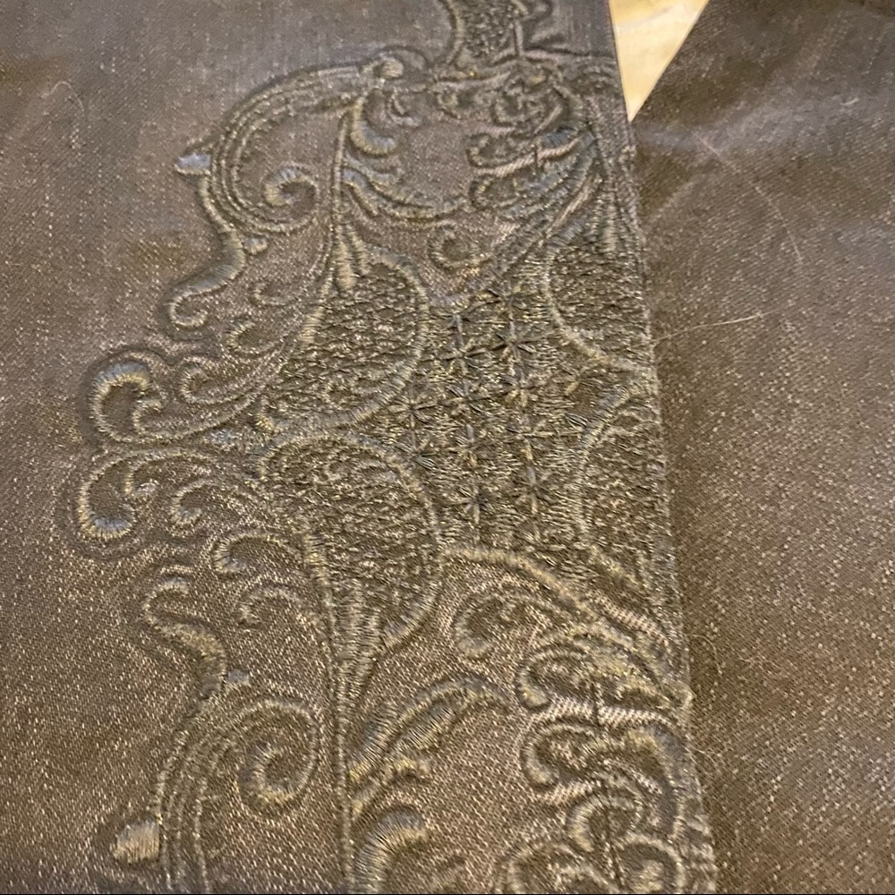 Black Tonal Embroidered Jeans - Picture 3 of 4